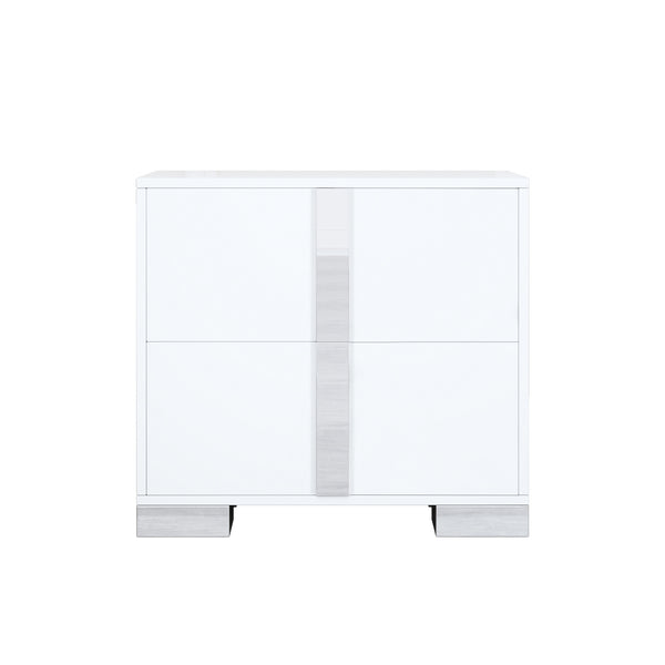 English Elm Elegant Nightstand with Metal Feet and Two Spacious Drawers for Stylish Bedroom and Living Rooms White 28.75 L x 17.75 W x 7.75 H N733P307938W