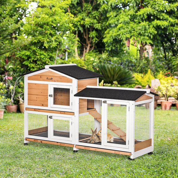 English Elm PawHut 63" 6-Tier Small Animal Habitat with Hammock, Heavy-Duty Steel Cage, Wheels & Removable Tray Natural Wood W2225P217663