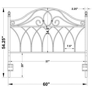 English Elm Willston Brown Queen Metal Scroll Headboard — Romantic Curved Scrollwork, Classic Finials, Warm Traditional Style B062P340843
