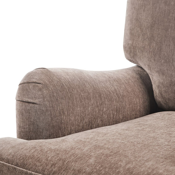 English Elm Candor Overstuffed Accent Chair with English Roll Arms and Walnut Turned Legs Brown B050P466462