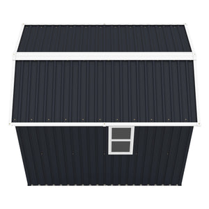 English Elm Campcraft 8x6 Outdoor Metal Storage Shed with Lockable Doors and Ventilation for Backyard Dark Gray W1598S00044