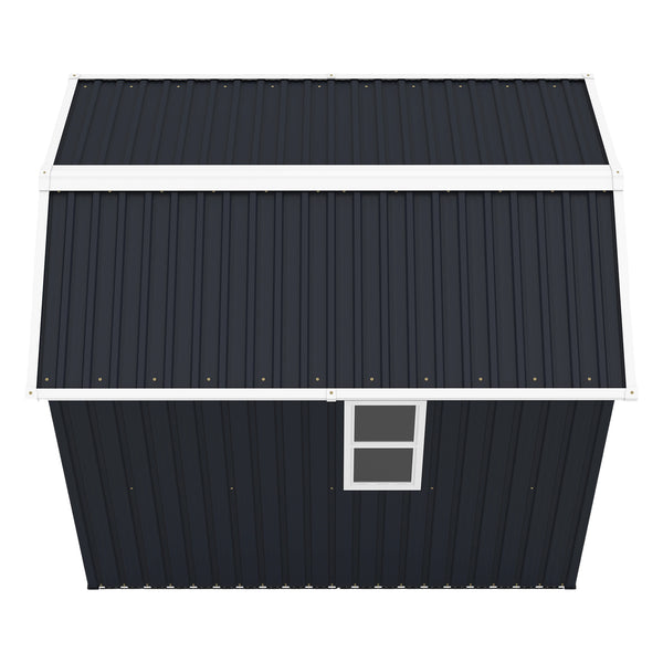 English Elm Campcraft 8x6 Outdoor Metal Storage Shed with Lockable Doors and Ventilation for Backyard Dark Gray W1598S00044
