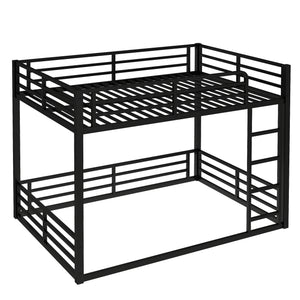 English Elm Metal Full Xl Bunk Bed Frame - Heavy-Duty, Noise-Reduced Design For Kids, Teens & Adults, Black Finish W1580S00159