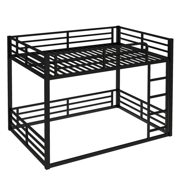 English Elm Metal Full Xl Bunk Bed Frame - Heavy-Duty, Noise-Reduced Design For Kids, Teens & Adults, Black Finish W1580S00159