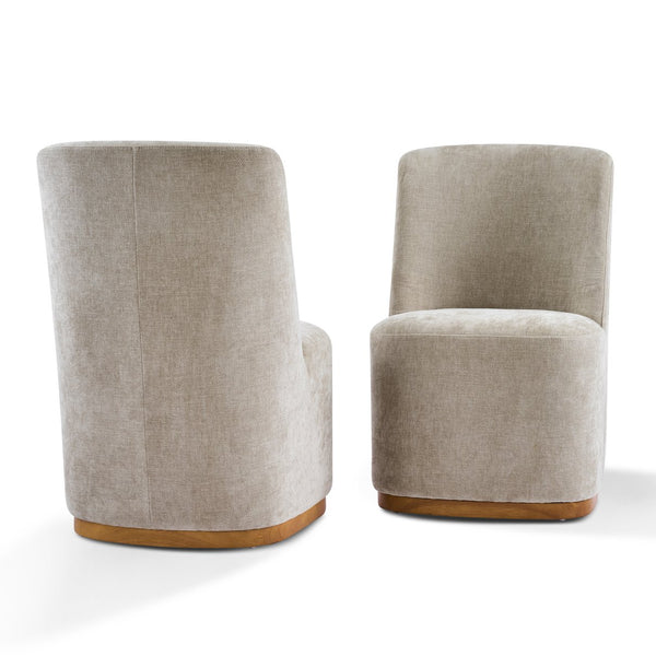 English Elm Indoor Upholstered Chenille Dining Chairs Set of 2 with High Back Rubberwood Base N779P370771O
