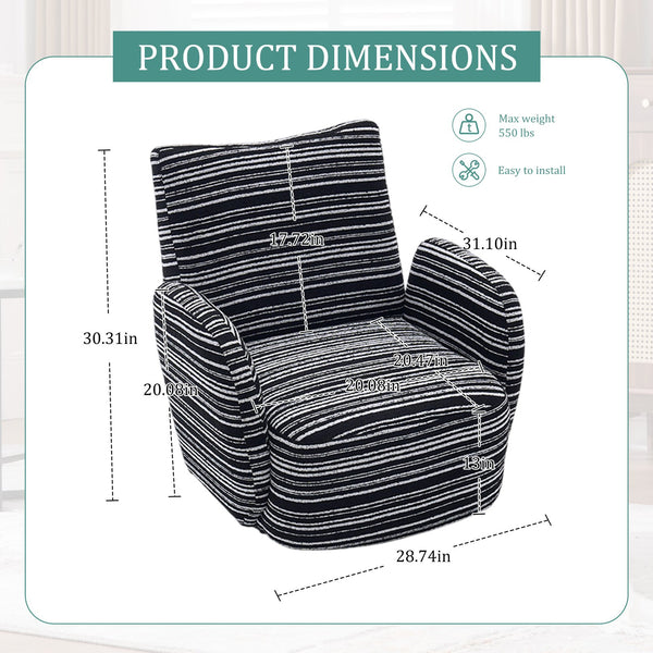 English Elm Modern Boucle 360° Swivel Leisure Chair with High‑Resilience Sponge, Supportive Curve, 550lb Capacity Black W395P355515