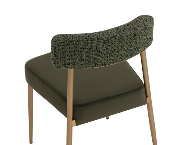 Sunpan ASHWIN Stackable Dining Chair - Contemporary Comfort with Two-Tone Upholstery & Gold Frame Elegance 112290