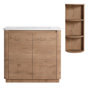 English Elm 36'' Freestanding Bathroom Vanity With Ceramic Sink, Soft-Close Doors & Stylish Storage Solutions W999S00403