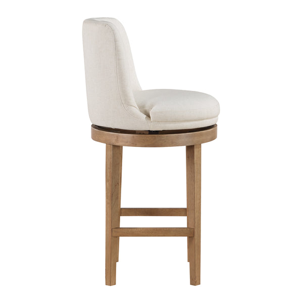 OSP Home Furnishings Rowan - Set of 2 Swivel Barstool Linen/Medium Oak