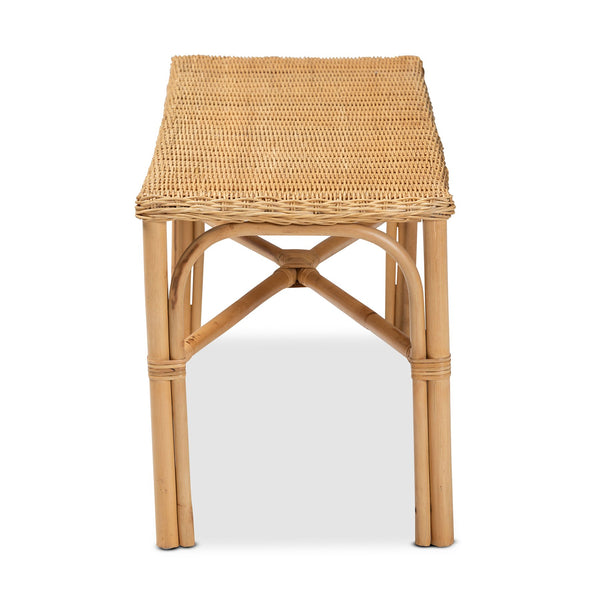 English Elm Modern Handcrafted Rattan Woven Accent Bench for Entryway Bedroom or Living Space B2750P470054