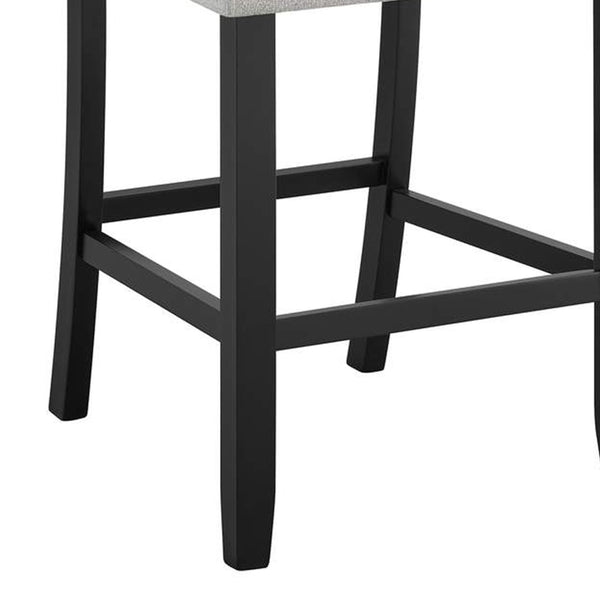 English Elm Riac Counter Height Dining Chair Set Black Wood Legs Upholstered Gray Fabric Seats B056P417073