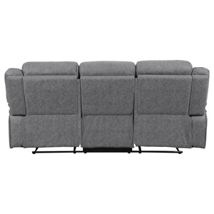 English Elm Bellingham Reclining Sofa with Pillow Top Arms, Pocket-Coil Seating, Grey/Tan Upholstery, Plush Comfort B062P357816