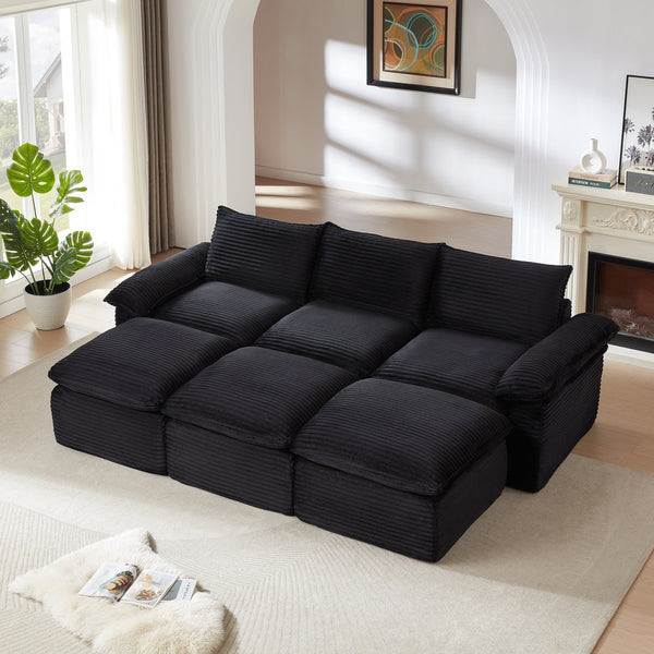 English Elm Modern Corduroy Cloud Sofa - Stylish Modular Design For Comfortable Living Rooms, Offices & Apartments W3396S00023