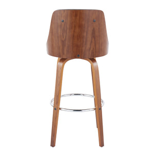 English Elm Mid-century Modern Swivel Barstools Walnut Tapered Legs Tufted Faux Leather Set B202S00585