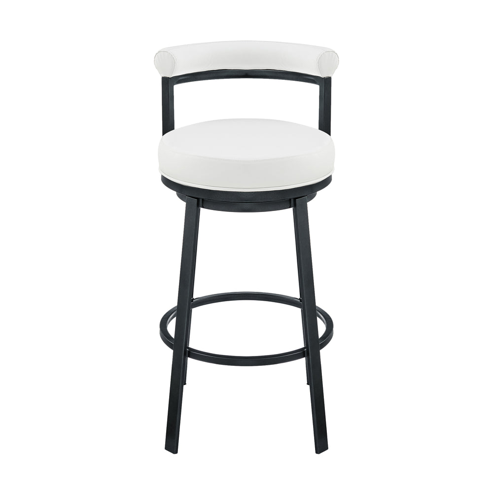 English Elm Adrix Cloud Finish Swivel Counter or Bar Stool with White Faux Leather, 360° Glide, 250lb Capacity B2736P354348