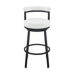 English Elm Adrix Cloud Finish Swivel Counter or Bar Stool with White Faux Leather, 360° Glide, 250lb Capacity B2736P354348