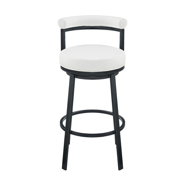 English Elm Adrix Cloud Finish Swivel Counter or Bar Stool with White Faux Leather, 360° Glide, 250lb Capacity B2736P354348
