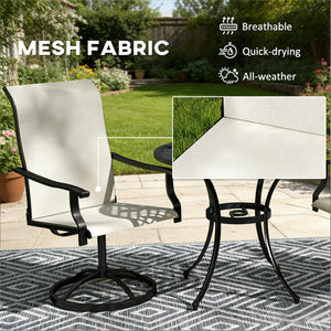 English Elm High Back Swivel Outdoor Patio Chairs with Breathable Mesh and Powder Coated Steel Frame T3971P444463