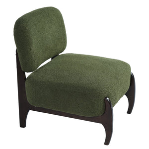 English Elm 26" Boucle Lounge Chair Solid Wood Frame Woven Texture Minimalist Seat for Any Room Green N767P408732D