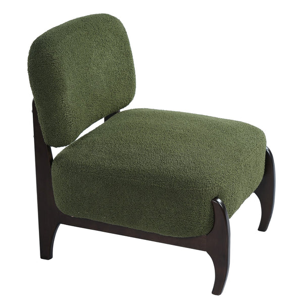 English Elm 26" Boucle Lounge Chair Solid Wood Frame Woven Texture Minimalist Seat for Any Room Green N767P408732D
