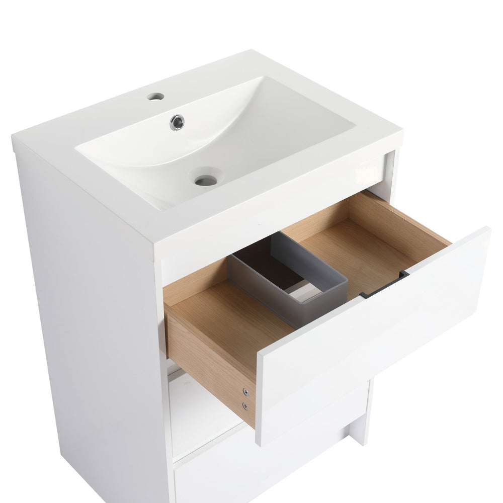 English Elm 72" Freestanding Bathroom Vanity With Resin Sink, Soft-Close Doors & Ample Storage For Modern Style W999S00428