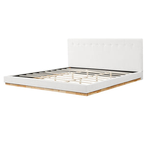 English Elm Solid Rubberwood King Platform Bed Tufted Upholstered Headboard Modern Bedroom Frame N769P387939W