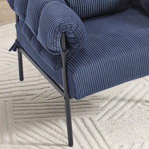 English Elm TS Modern decorative chair with plush teddy fleece upholstery and gold metal legs for luxe comfort and style Dark Blue W2311P308068