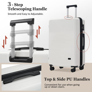 English Elm Luggage 5 Piece Hardside Abs Set with Front Access Carry on and Tsa Spinner Wheels White N732P391579K