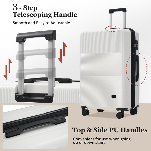 English Elm Luggage 5 Piece Hardside Abs Set with Front Access Carry on and Tsa Spinner Wheels White N732P391579K