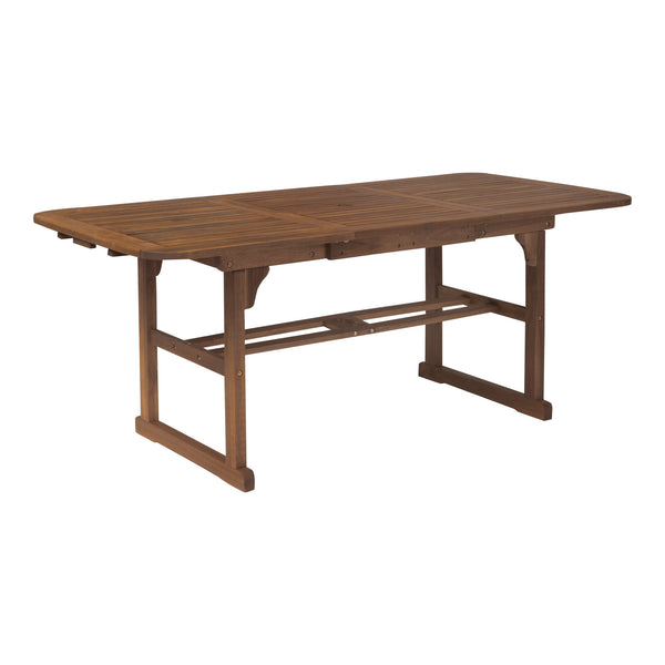 English Elm Walker Edison - Modern Solid Acacia Wood Butterfly Outdoor Dining Table with Hide-Away Leaf, Dark Brown Finish for Patio Gatherings B185P169398