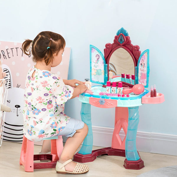 English Elm Qaba Kids Vanity Set With Magic Mirror, Lights & Music - 31-Piece Princess Makeup Table For Ages 3-6 W2225P229380-GIGA