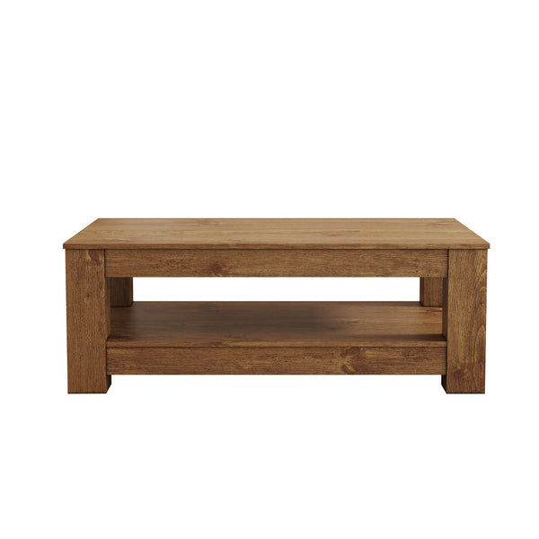 English Elm A Modern Two-tier Mdf Coffee Table with Open Shelf for Living Room Storage W3875P392271