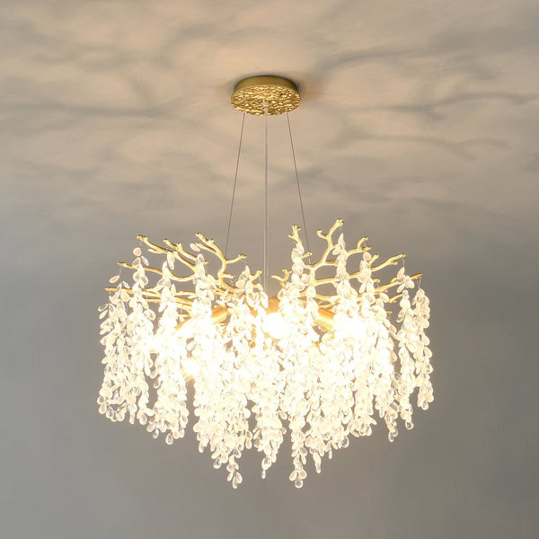 English Elm 8-light Gold Farmhouse Chandelier Seeded Glass Shades for Dining Room or Kitchen W5008P466526