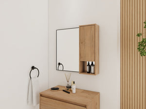 English Elm 10'' Wall Mounted Mirrored Bathroom Cabinet Plywood Build with Soft Close Hinge Storage W999P470298