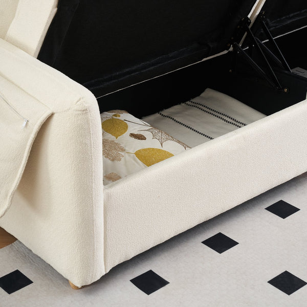 English Elm 79.50" Modern Teddy Cotton-Linen Sofa With Sleek Metal Legs & Trim - Stylish 3-Seater In Beige W3356S00028