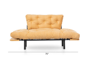 English Elm Nitta Modern Adjustable Arm Love Seat — Convertible Two-Seater Sofa Bed with Plush Upholstery, Metal Frame Mustard B029P330053