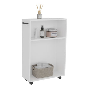 English Elm Storage Cart Compact 32.2" H with 2 Shelves & 4 Wheels, White Engineered Wood, Eco-Friendly Mobile Organizer B097P395913