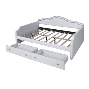 English Elm Full Size Upholstered Daybed With Led Accent, 2 Storage Drawers, Velvet Finish In Elegant Beige N7500001852A