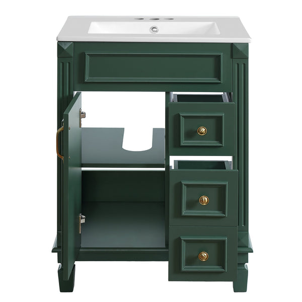 English Elm 24" Stylish Bathroom Vanity With Ceramic Sink & Soft-Close Drawers, Perfect For Small Spaces! N710P318989F