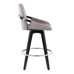 English Elm Fixed-height Swivel Counter Stools with Faux Leather Seats and Chrome Footrest Set of 2 B202S02149
