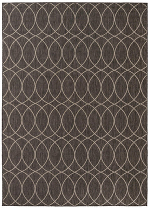 Unique Loom Outdoor Trellis Gitter Machine Made Trellis Rug Charcoal, Ivory 7' 10" x 11' 0"