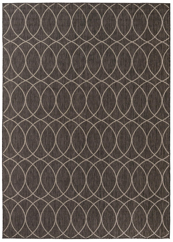 Unique Loom Outdoor Trellis Gitter Machine Made Trellis Rug Charcoal, Ivory 7' 10" x 11' 0"