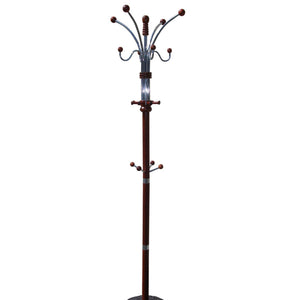 English Elm 73" Tall Chrome and Wood Coat Rack with 60 lb Capacity, Composite Wood Finish, Elegant Entryway Organizer Cherry B072115912