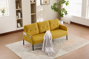 English Elm United We Win Corduroy Loveseat Plush Ergonomic Sofa with Spring Support Metal Legs Mustard Yellow W1568P410047
