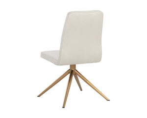Sunpan Hilda Swivel Dining Chair in Vienna Cream - Chic Upholstered Design with Gold Stainless Steel Legs