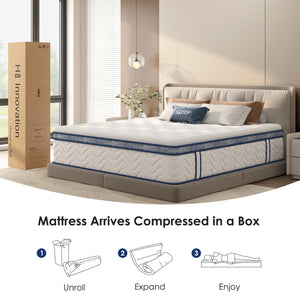 English Elm Full Size Mattress - 12" Hybrid With Pocketed Coils, Medium Firm, Hypoallergenic Comfort & Support W2889P335716
