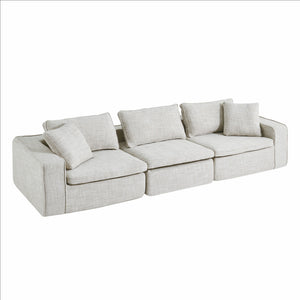 English Elm Cloud Couch Modular 4 Seater Sofa with Washable Linen and Pocket Spring Cushions Beige W1765S00141