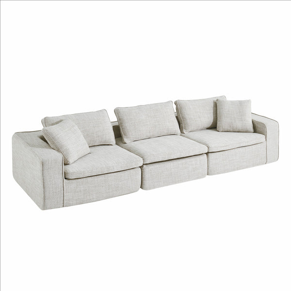 English Elm Cloud Couch Modular 4 Seater Sofa with Washable Linen and Pocket Spring Cushions Beige W1765S00141