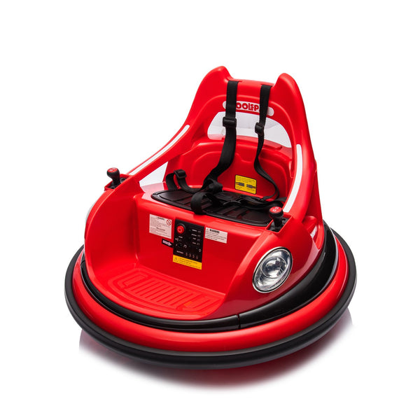 English Elm 12v Kids Ride on Bumper Car with 360 Spin Led Lights Bluetooth and Parental Remote Red W1578P198506