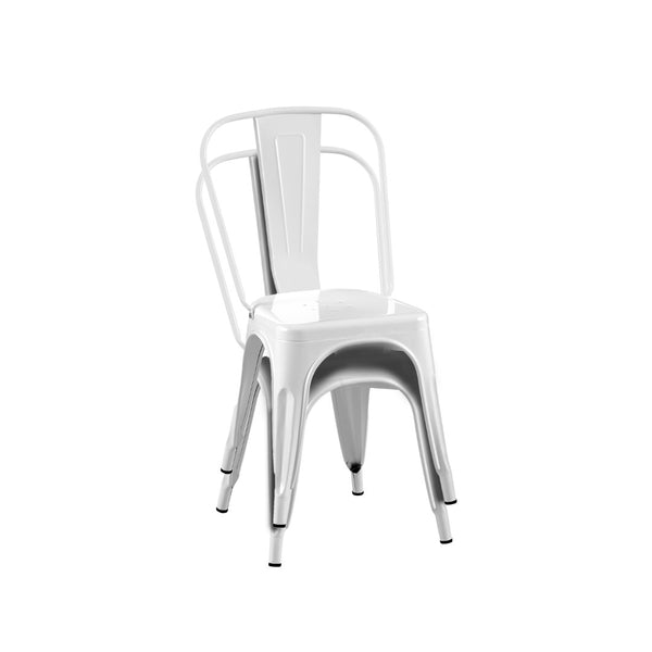English Elm Set Of 4 Stackable High Gloss White Metal Dining Chairs - Lightweight, Easy-Clean, Modern Design! B347P383398-GIGA